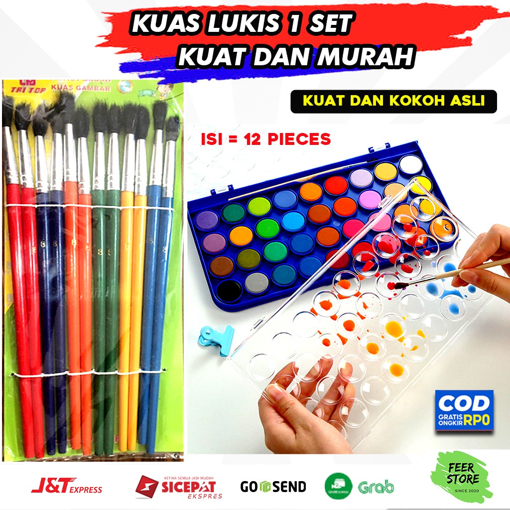 

Kuas Lukis 1 Set Murah Dan Kuat Nomor 8/10/12 Isi 12 Pieces