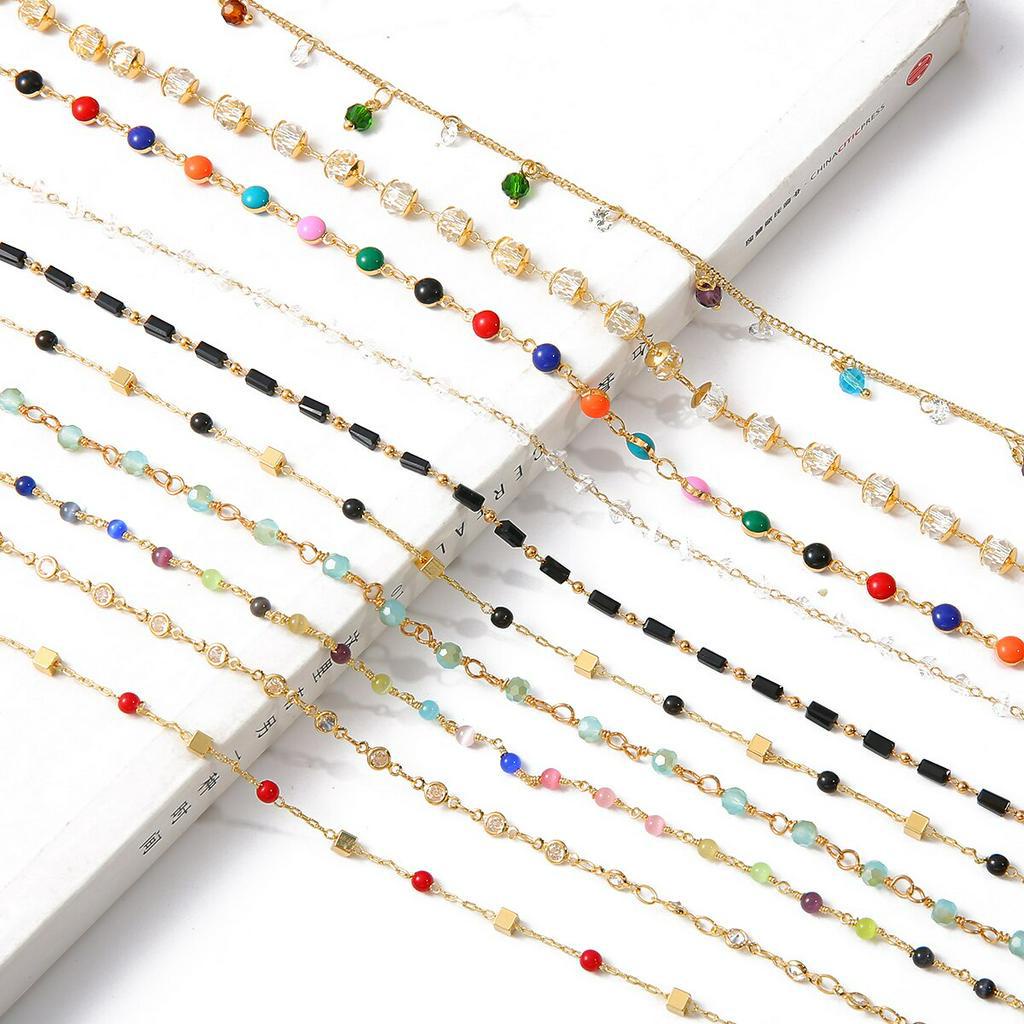 Manik-Manik Batu Silinder Bulat Lapis Emas 18k 50cm Untuk Membuat Perhiasan Handmade Diy 061