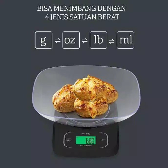 Timbangan Dapur Digital Bumbu Buah Sayur WH-B27 12kg 1g