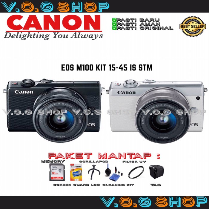 "KD" Kamera Mirrorless Canon EOS M100 KIT 15-45 IS STM