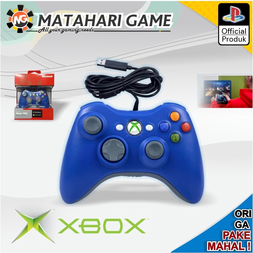 Stick Stik XBOX 360 Wired Original Pabrik For / PC / Xbox 360 / Laptop  - Biru