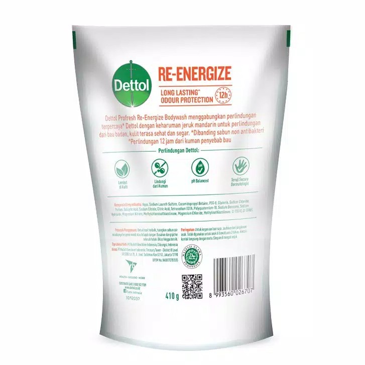 Dettol Body Wash Re Energize Mandarin Orange Sabun Mandi Cair 410 gr