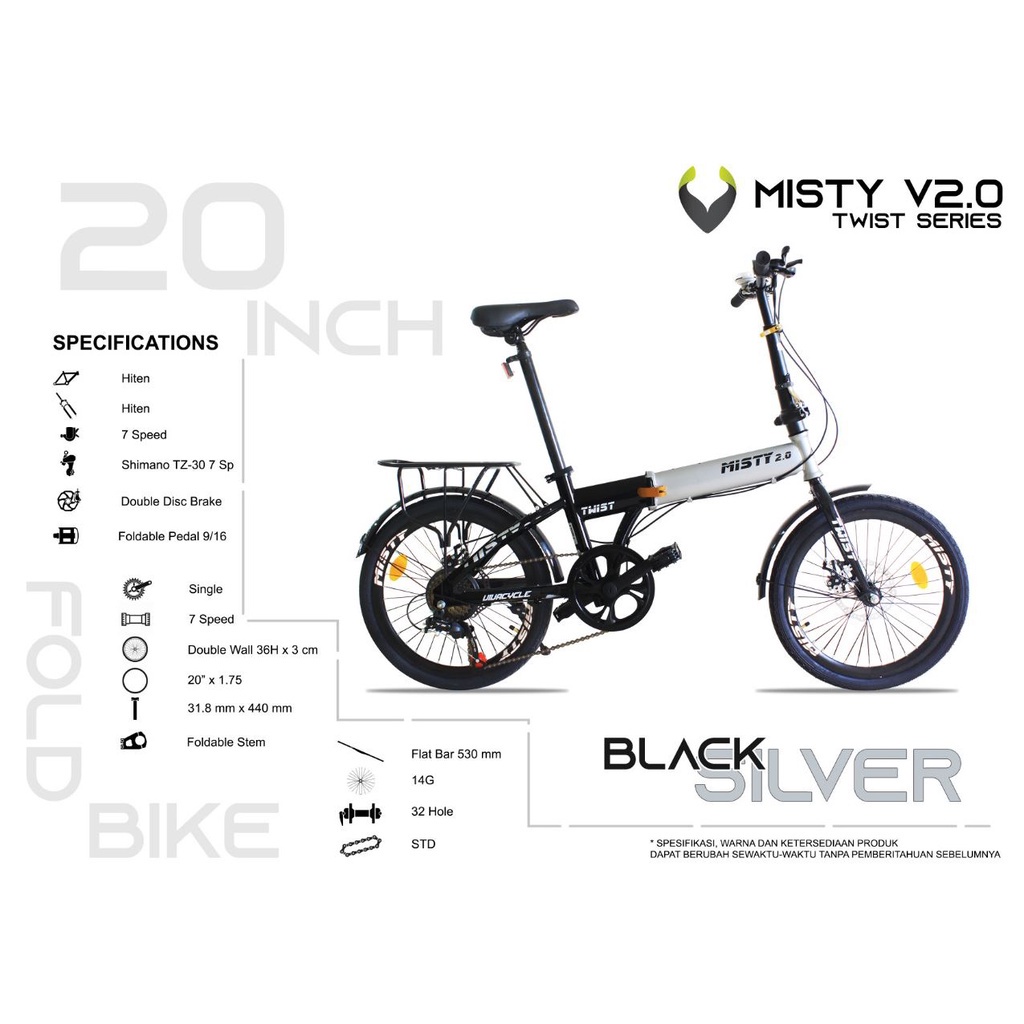 Sepeda Lipat Vivacycle Misty 20&quot; Folding 7 Sp