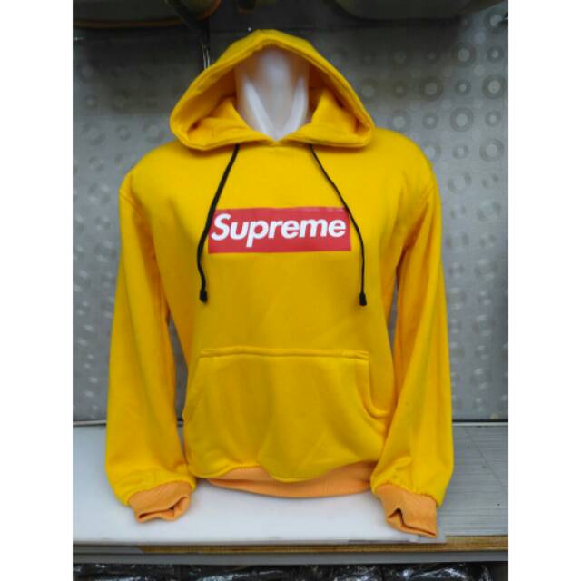 SWEATER ZIPPER HOODIE SUPREME KUNING