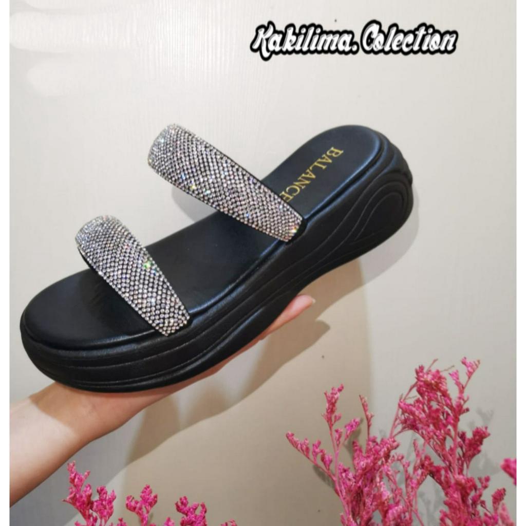 Sandal gliter premium sandal wedges wanita Balance 2202-1