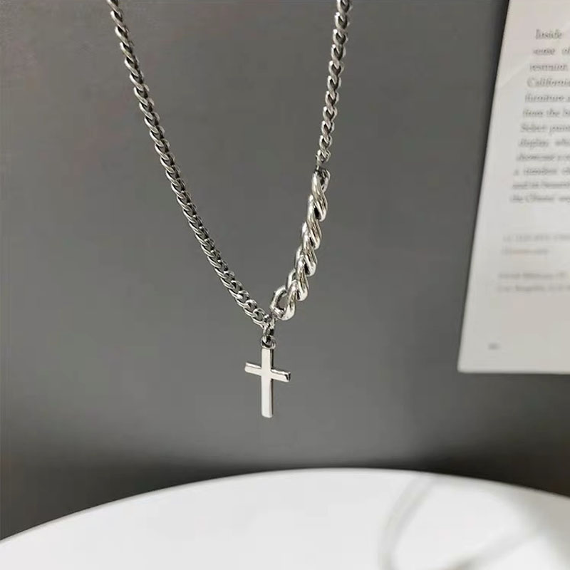 Silver Color Necklaces for Women Vintage Choker Short Cross Necklace All-match Statement Party Jewelry Sweet Heart Jewelry