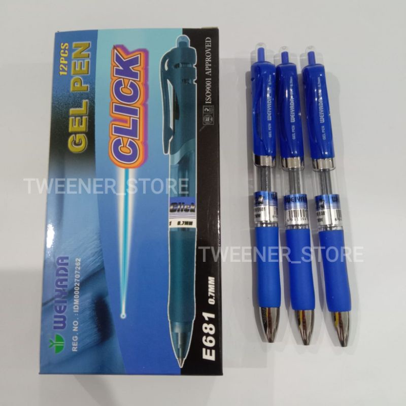

Weiyada Gel Pen E681 Biru Blue 0.7mm | Ballpoint Bolpen Pulpen