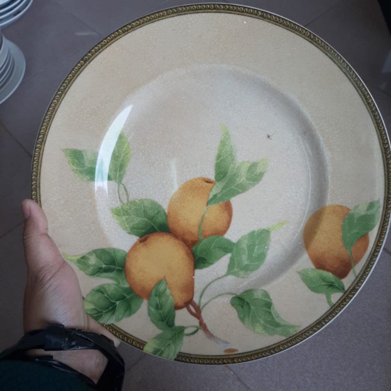 PEAR DINNER PLATE PIRING KERAMIK SANGO MOTIF CLASSIC JADUL VINTAGE HIAS DEKOR DAPUR CANTIK