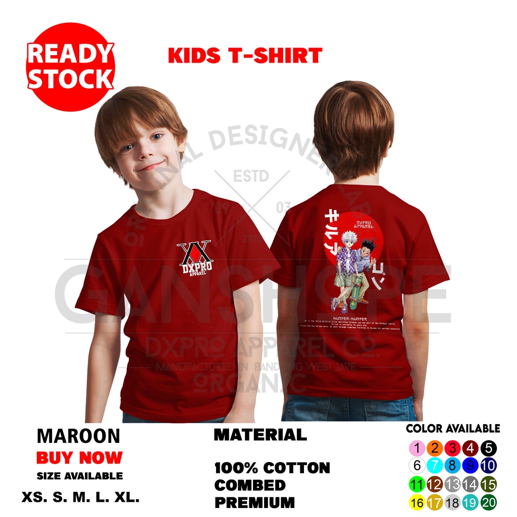 BAJU DISTRO ANAK ANIME LOGO KILLUA GON HUNTER PREMIUM
