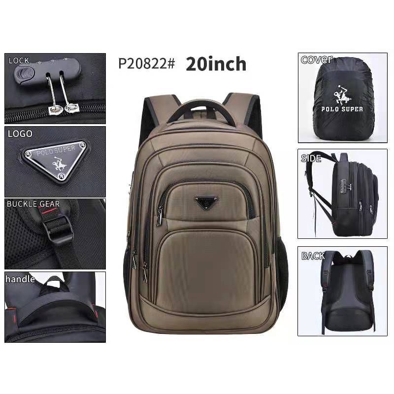 POLO SUPER - Tas Pria Ransel Laptop 20 inc Backpack Expanding Jumbo Import USB Portable Original