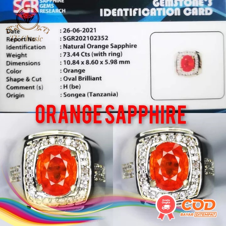 Batu Permata Orange Sapphire padparacha Super Mewah Termurah HQ Memo SGR