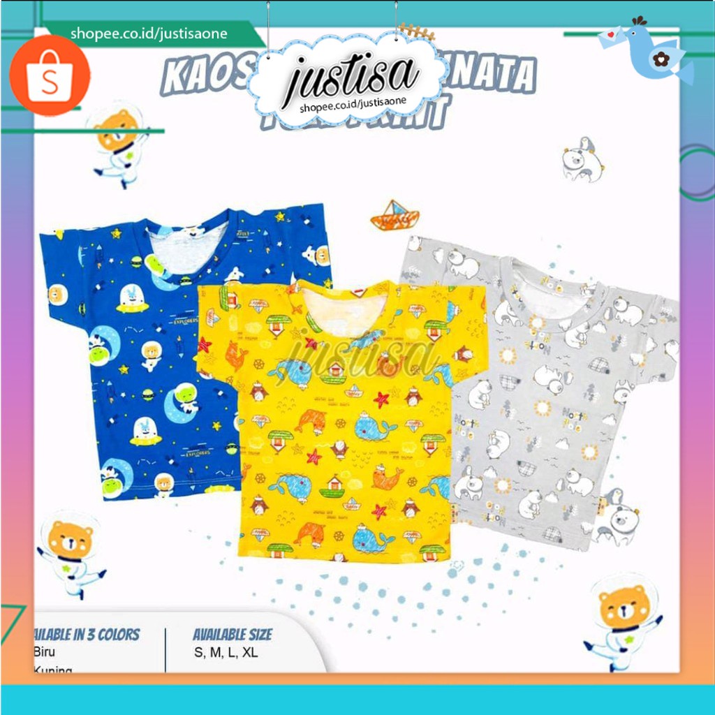 Promo !! (6p) Kaos Oblong Bayi Vinata full print - oblong baby berkualitas