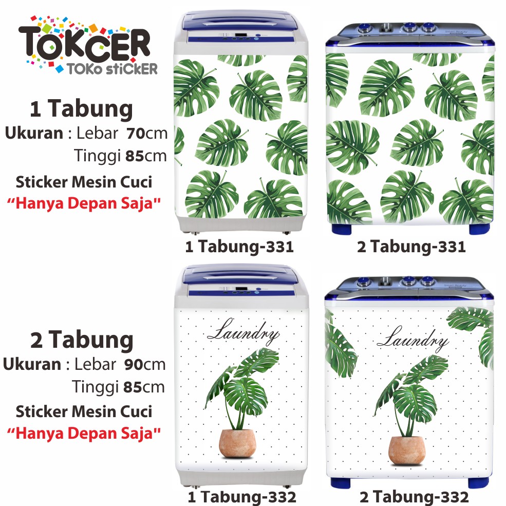 Stiker Mesin Cuci 1 dan 2 Tabung MONSTERA