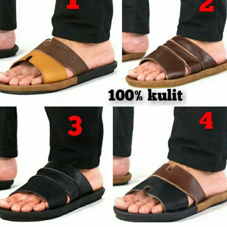 Sandal pria kulit asli murah elok dipandang/sandaloriginal/sandalkulit/sandalrumah/sandaljepit/sanda