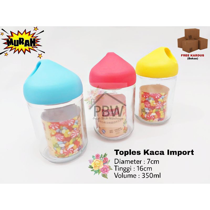 Toples Set Kaca isi 3 / Toples Kaca Import 350ml / Toples Lebaran