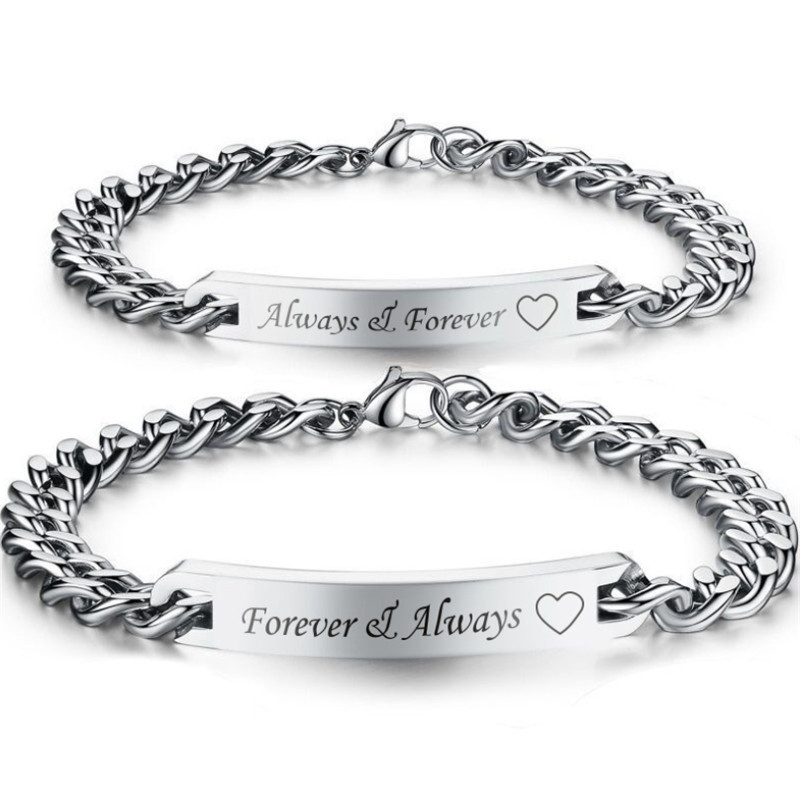 Gelang Rantai Desain Nama Always Forever Untuk Pasangan Pria Dan Wanita
