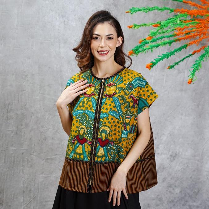 NONA RARA-Senayan Betawi T1571,Baju kerja blouse batik wanita modern