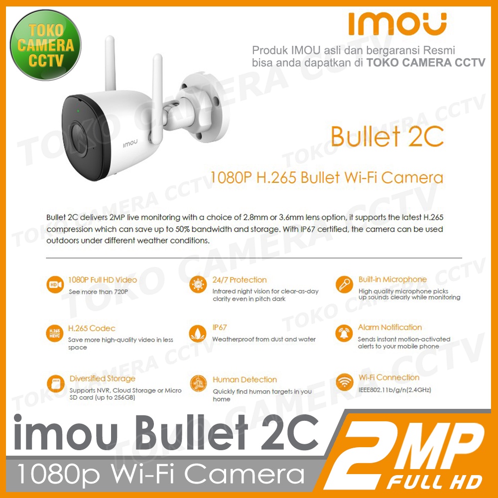 IMOU BULLET 2C 2MP CCTV WIFI KAMERA IP CAMERA WIRELESS OUTDOOR