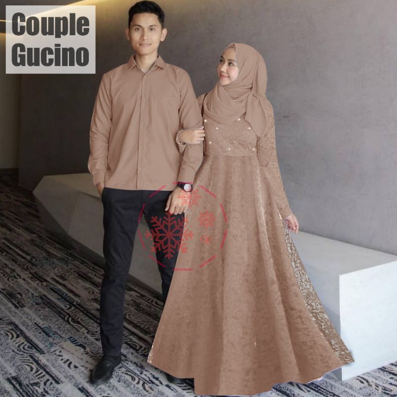 COUPLE GUCINO/BAJU COUPLE MUSLIM/COUPLE WANITA DAN PRIA/PESTA/LENGAN PANJANG/GOOD QUALALITY