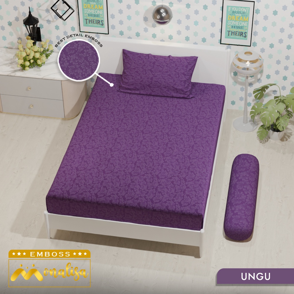 Monalisa Emboss BedCover SET Sprei Uk 100/120 - Ungu