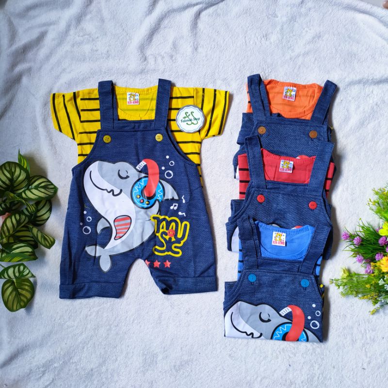 Overall Baby boy 2 3 4 5 6 7 bulan kodokan jeans anak cowok laki laki kaos kartun Doraemon Paus Summer