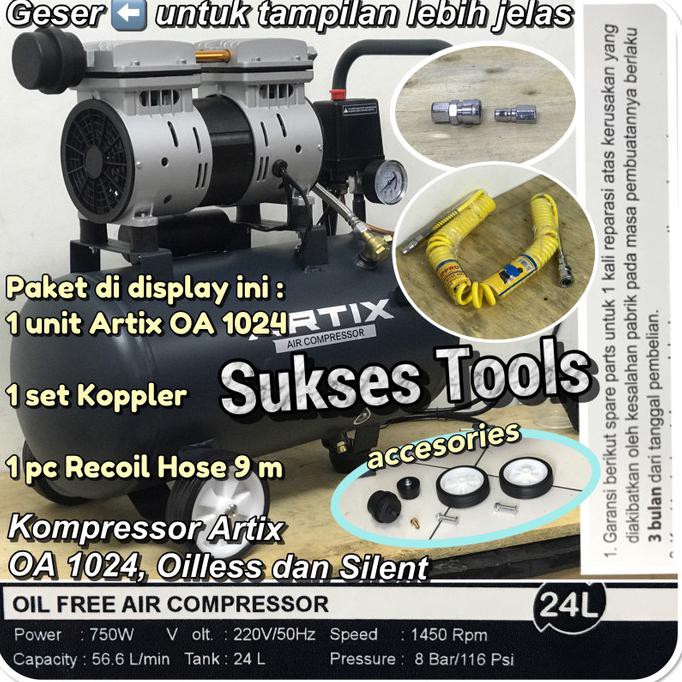Artix Kompressor Silent OA 1024 Kompressor Oiless OA1024 1 HP 24 L