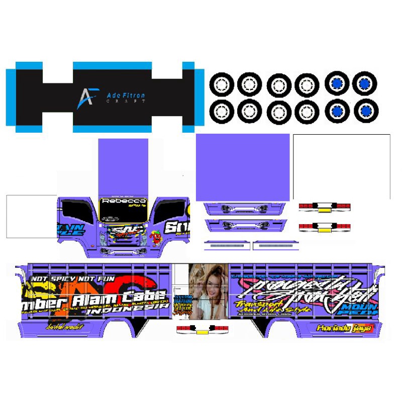 Lembaran Stiker Miniatur Truk Oleng New Sumber Alam Cabe Mbois Ukuran Mini P.20cm L.5,5cm T.±10cm