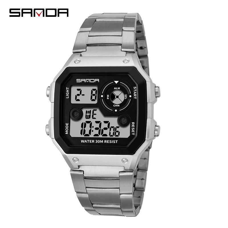 SANDA 408 Jam Tangan Pria Wanita Digital Tali Stainless Chronograph Anti Air WATCHKITE WKOS