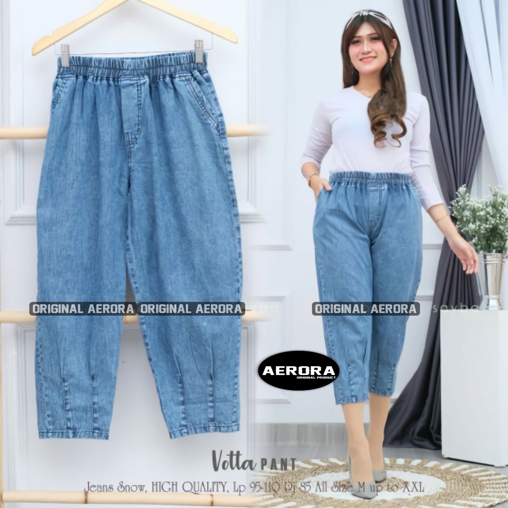 Vetta Celana Baggy Bagy Beggy Pant Pants Jeans Wanita Jumbo Premium Hight Waist Kekinian Pinggang Karet Lp 70-110 P 87 Allsize