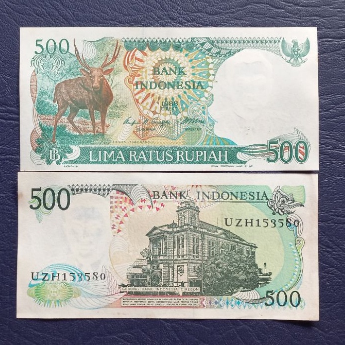 Uang kuno kertas 500 Rupiah Rusa tahun 1988