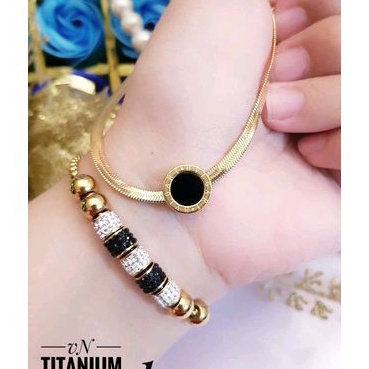 Titanium Set Perhiasan Wanita Gold 228222