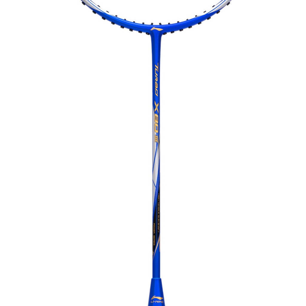 Li-Ning Badminton Racket Turbo X 80 III Blue/Silver AYPR142-4 Bundle Cover, String, Grip, T-Shirt