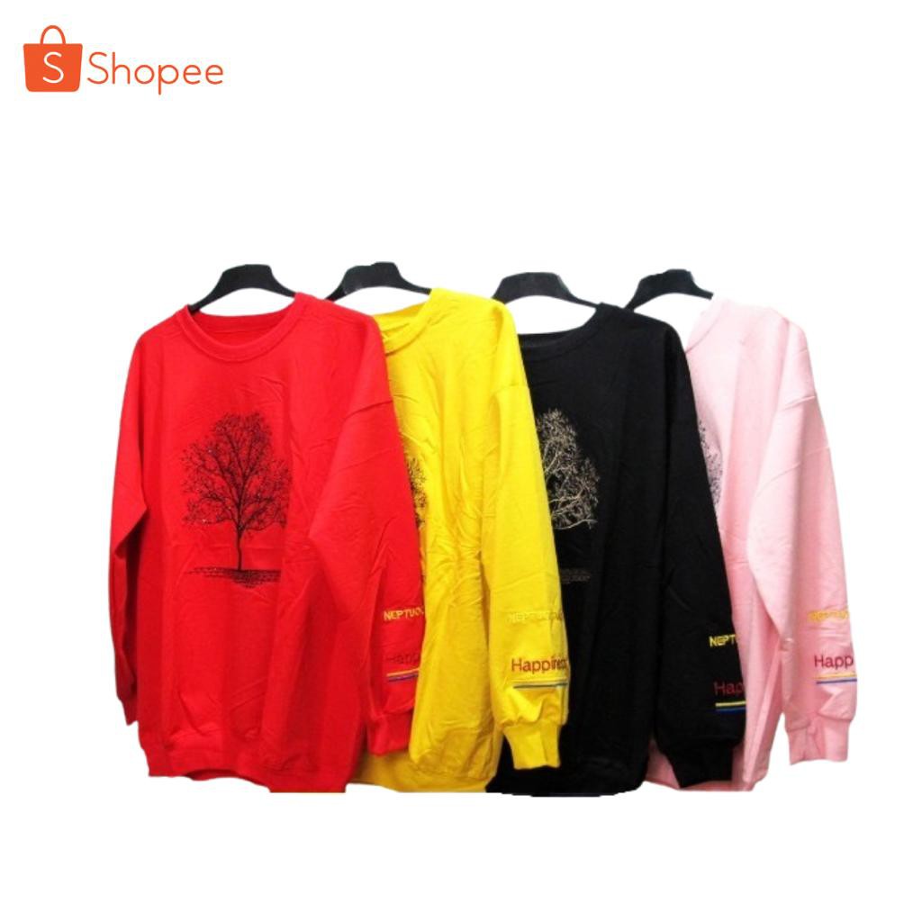 SWEATER IMPORT WANITA OVERSIZE MOTIF POHON BORDIR