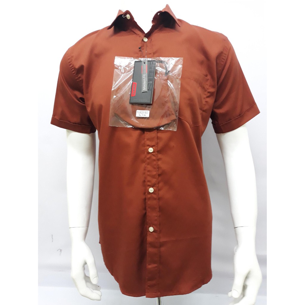 KEMEJA LENGAN PENDEK/S135_08845_1250FREEMASK_MERAH BATA