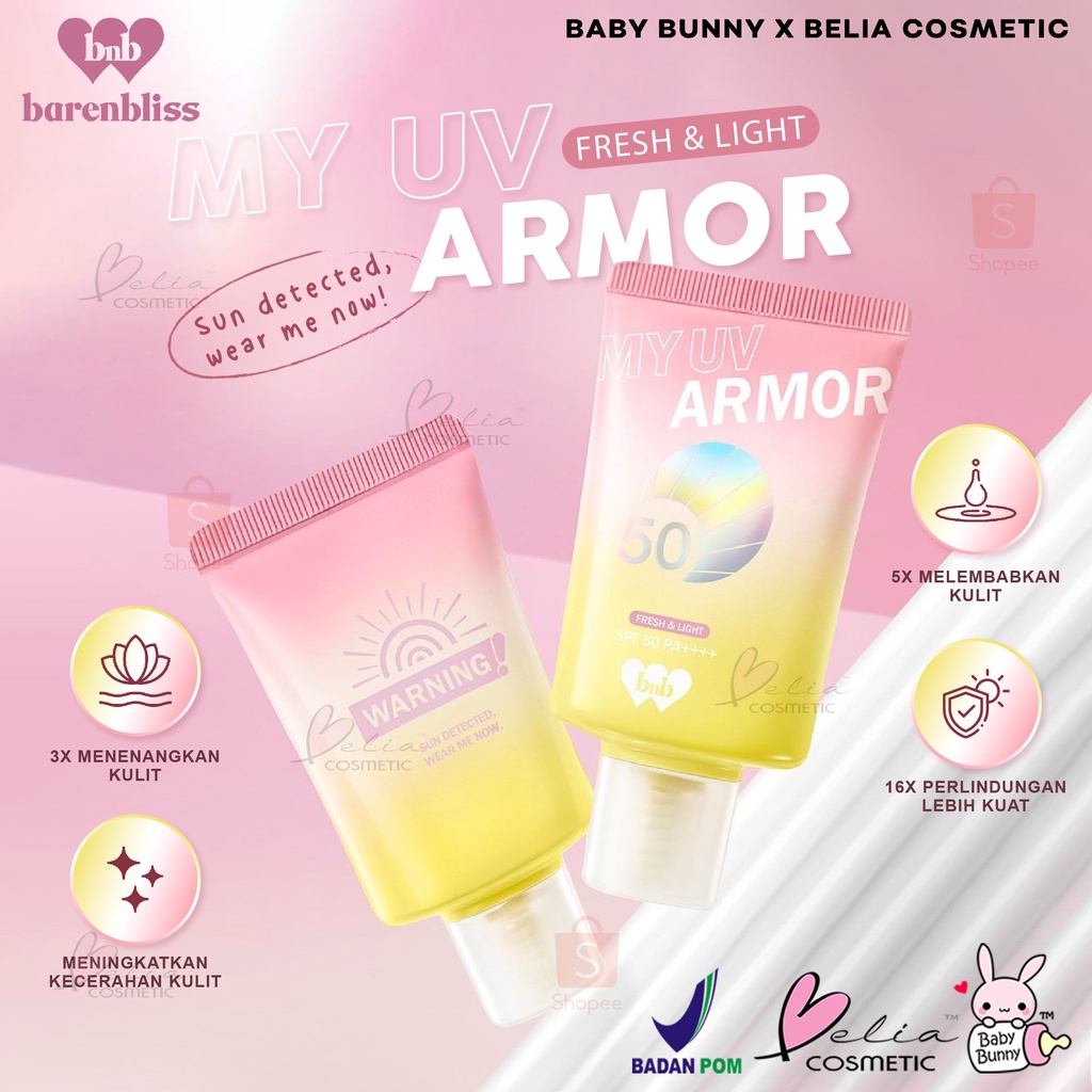 ❤ BELIA ❤ BNB barenbliss My UV Armor SPF 50 PA++++ - Face Sunscreen gel Moisturizer | BPOM