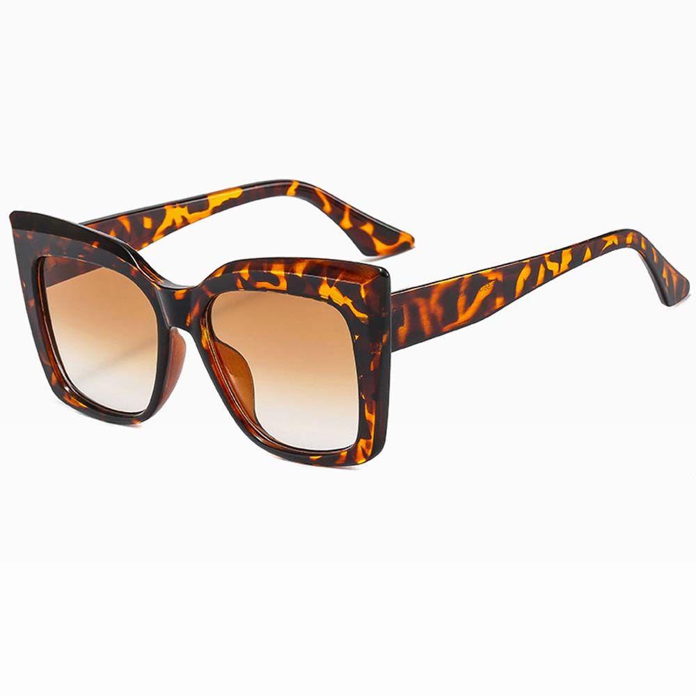 Mxbeauty Kacamata Hitam Mata Kucing Elegan Vintage Bingkai Besar Motif Leopard Hitam Kacamata Matahari Gaya Korea Sunglasses