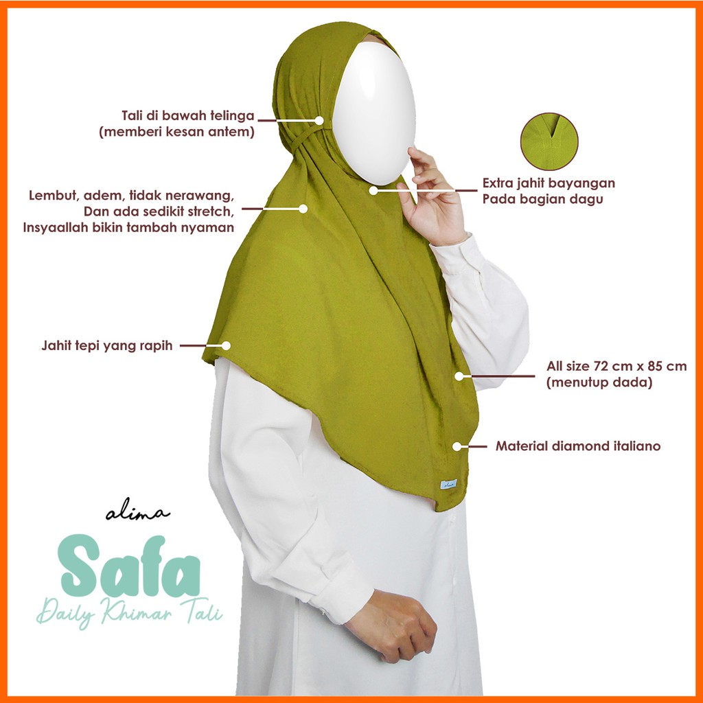 Bergo Maryam Safa Daily Khimar Tali by Alima Indonesia