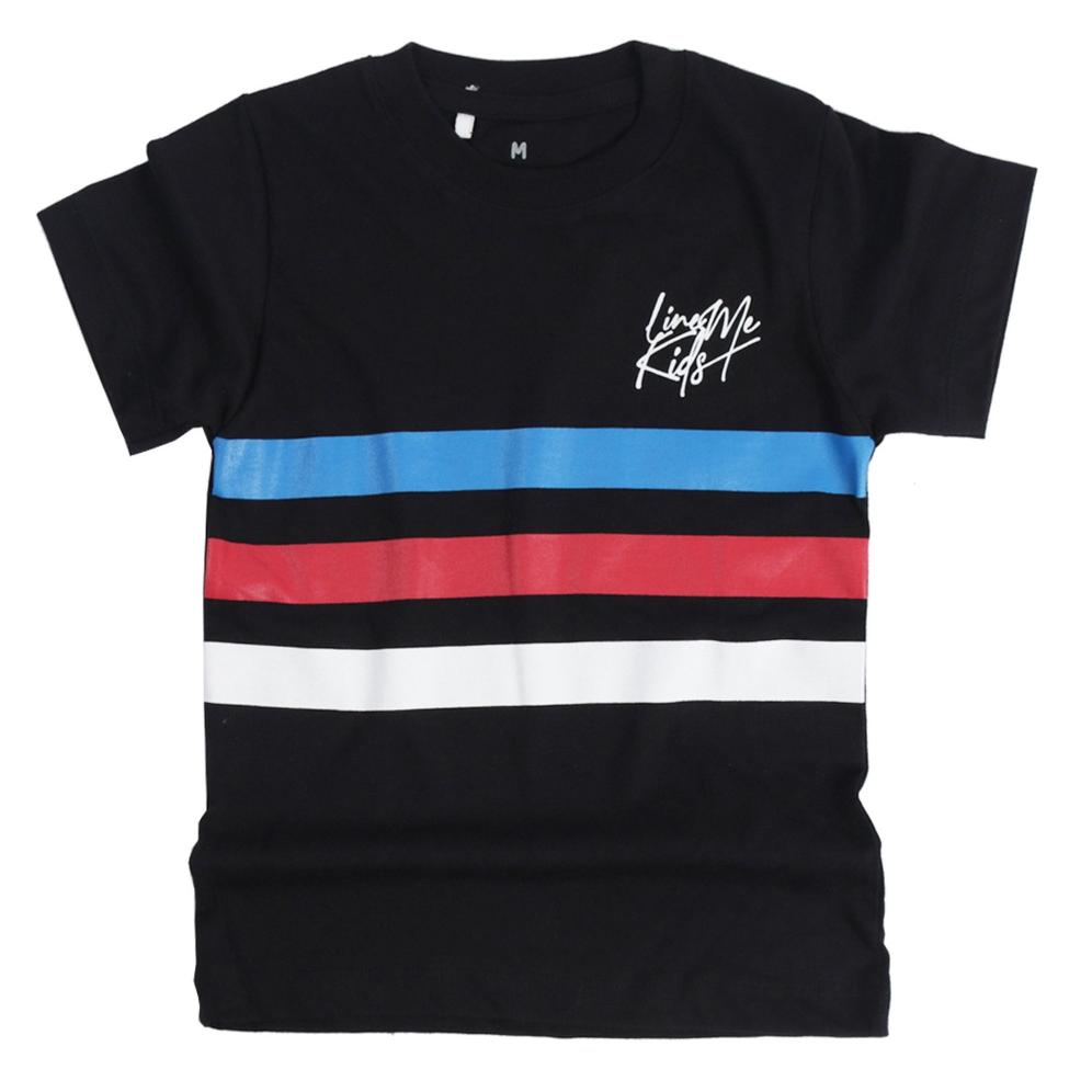 [BSD.14My22ᴺ] LINEME KIDS kaos anak distro laki-laki umur 1-10 tahun motif LINESTRIP BLACK t-shirt