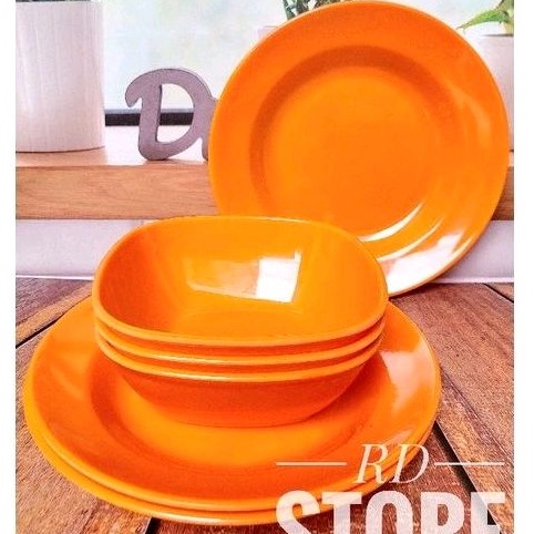 PROMO 6.PCS ISI 3.PIRING &amp; 3.MANGKOK MELAMINE POLOS