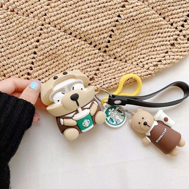 case airpods case bear beruang teddybear starbucks babybear lucu unik karakter paddington