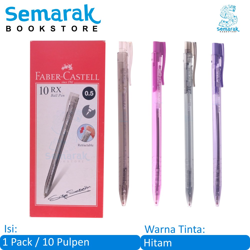 

Faber Castell 10 RX Ball Pen Retractable Pulpen Cetek Halus 0.5 / 0.7 [1 Pack/10 Pulpen]