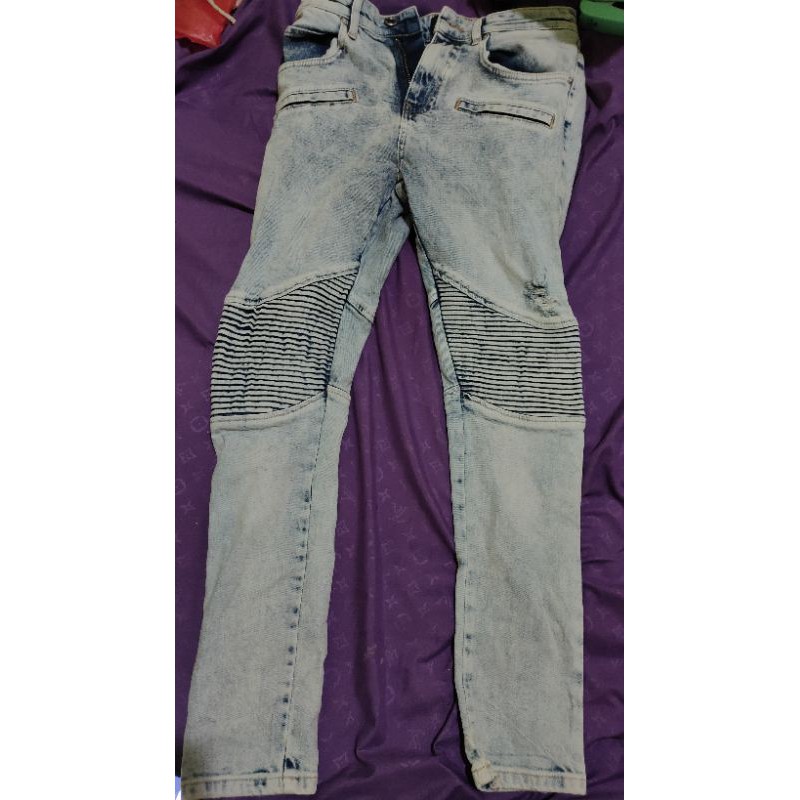 Zara man biker ripped jeans second bekas preloved