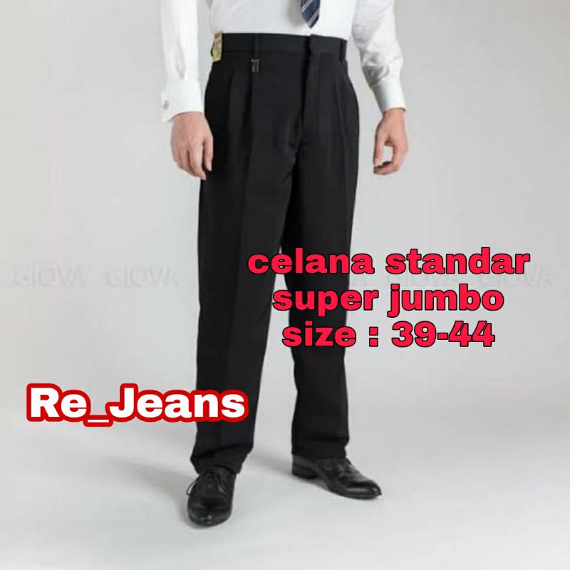 CELANA BAHAN FORMAL UKURAN SUPER JUMBO 39-44 WARNA HITAM