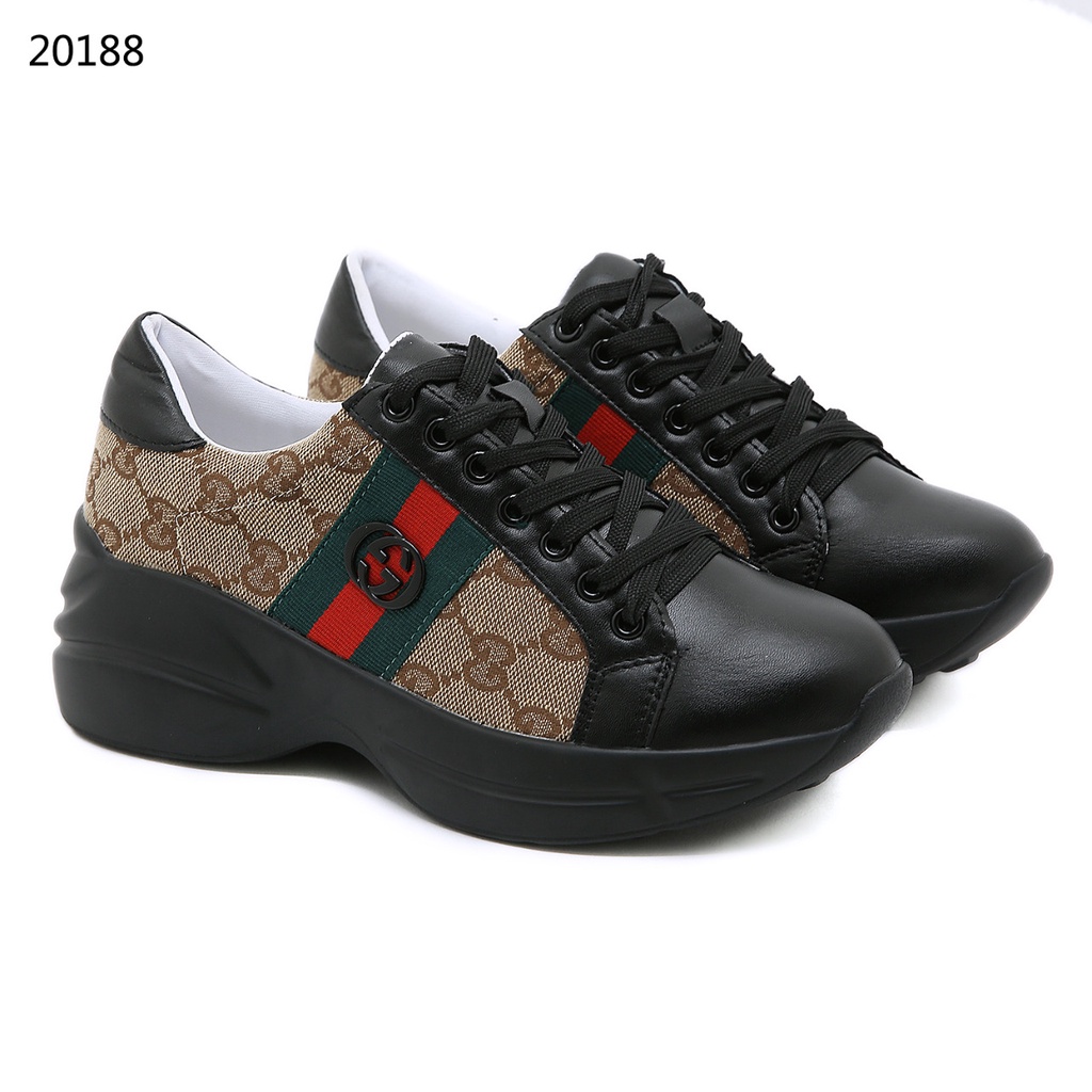 GG Canvas and Leather Rhyton Sneakers #20188 (Baru)