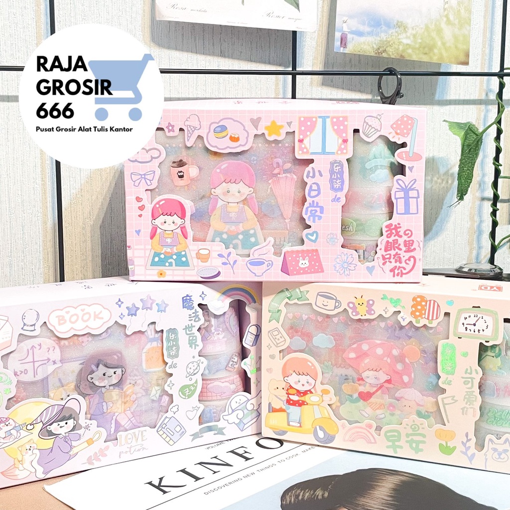

Paket sticker dan washi tape bludru velvet stchina01 pastel perempuan stiker solatip gambar karakter lucu terbaru bagus COD