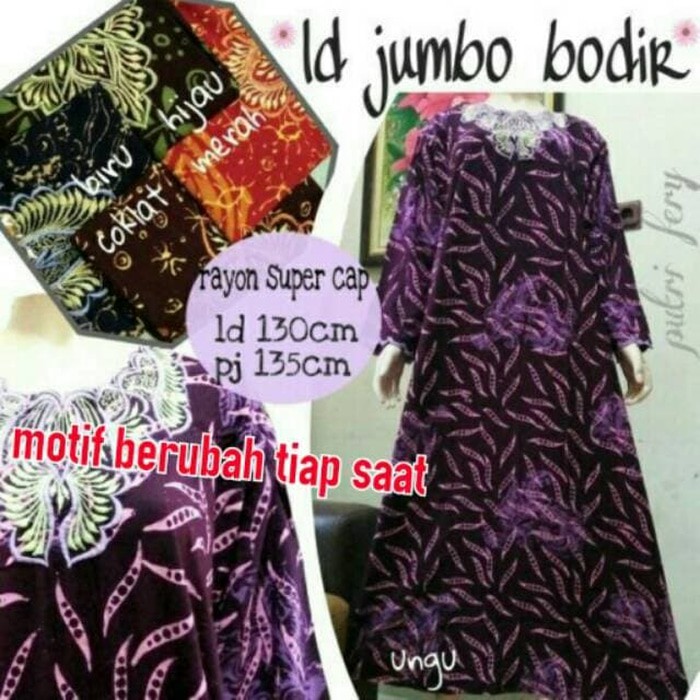 Daster Muslim jumbo bordir baju tidur santai longdress batik