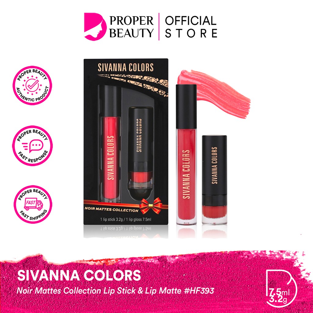 SIVANNA COLORS Noir Mattes Collection Lip Stick &amp; Lip Matte  #HF393 Thailand / Lipstick Matte