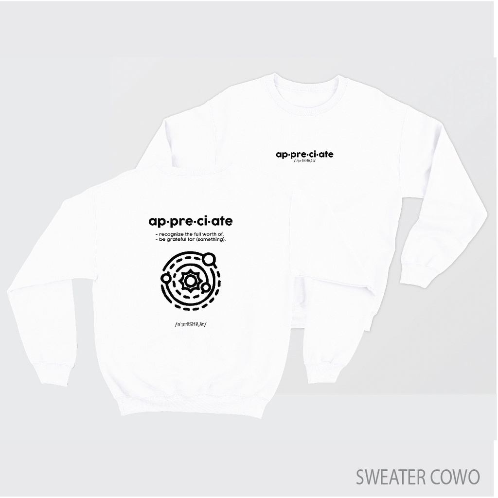 Sweaterpolos Basic Sweater APRICIATED ( Sablon ) Unisex Pria &amp; Wanita