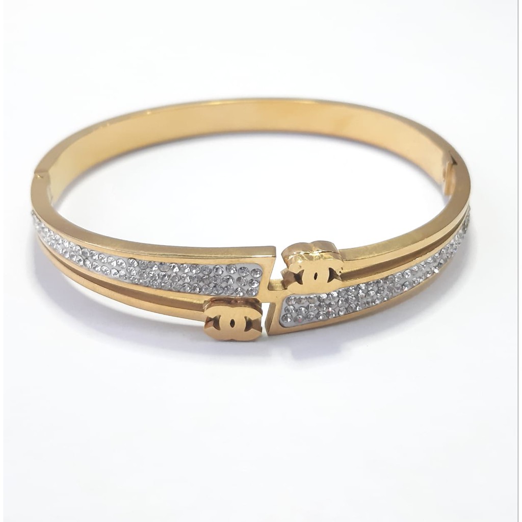 GELANG WANITA TITANIUM BANGLE CHANEL ANTI KARAT GL651
