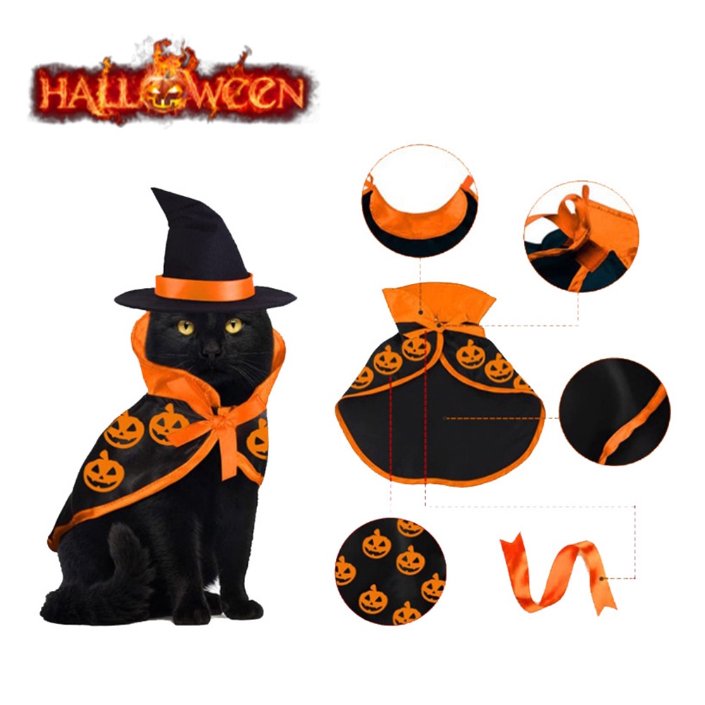 Set Topi Kostum Halloween Bentuk Labu Untuk Dekorasi Kepala Kucing Anjing Peliharaan